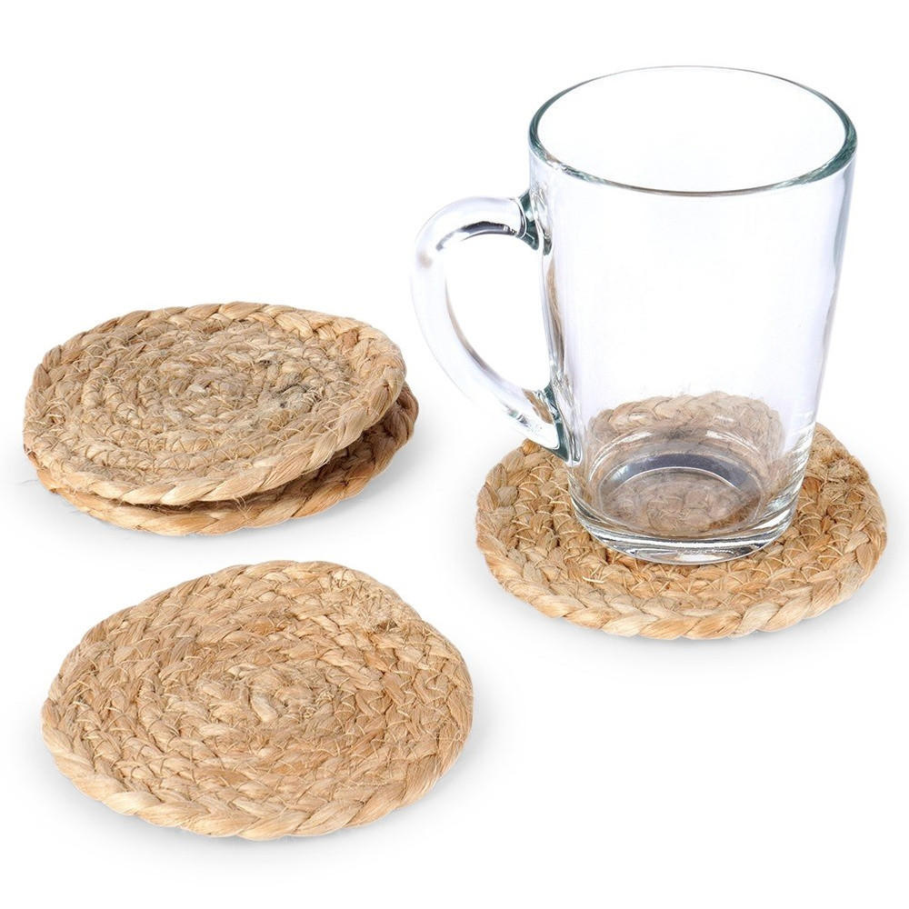 TASSENUNTERSETZER-SET, Jute, natur, 4 Stk., Ø 10 cm - Naturfarben, Textil (10cm) - Home Styling Collection