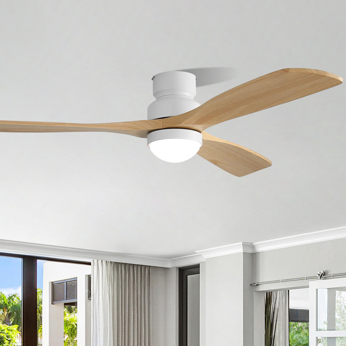 DECKENVENTILATOR 52Zoll LED Licht 3 Farbtemperaturen DC Motor Timer - Weiß, Kunststoff (132.08/132.08/28.8cm) - CASIVA