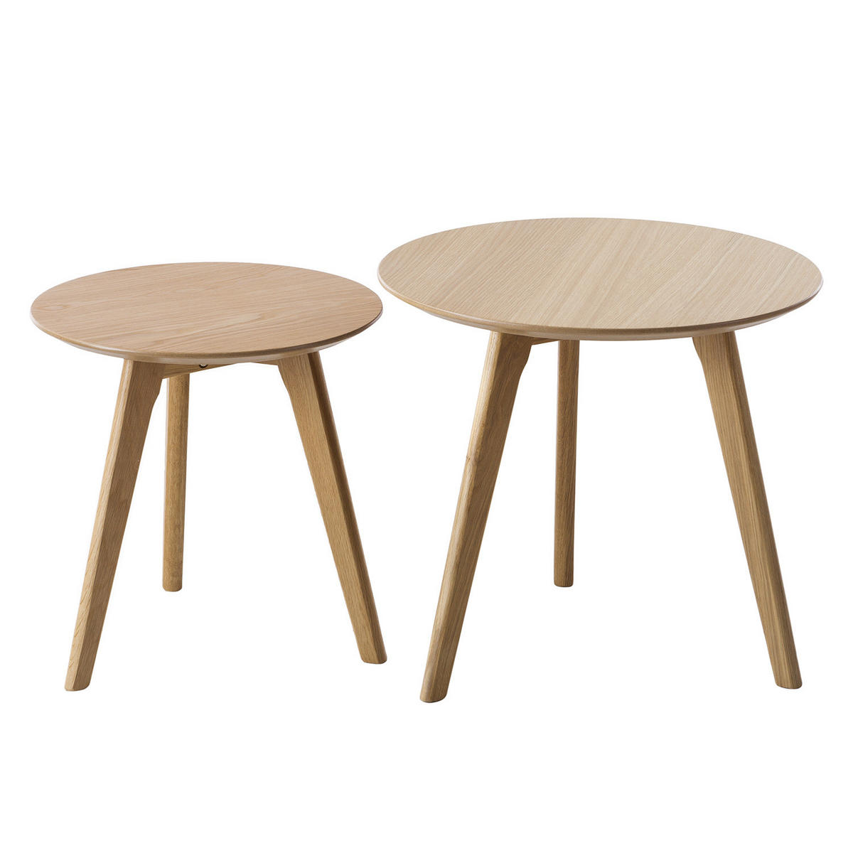 BEISTELLTISCH-SET - 2-teilig - Eiche teilmassiv - Weiß / Eiche - Eichefarben, Holz/Holzwerkstoff (50/50/45cm) - home24