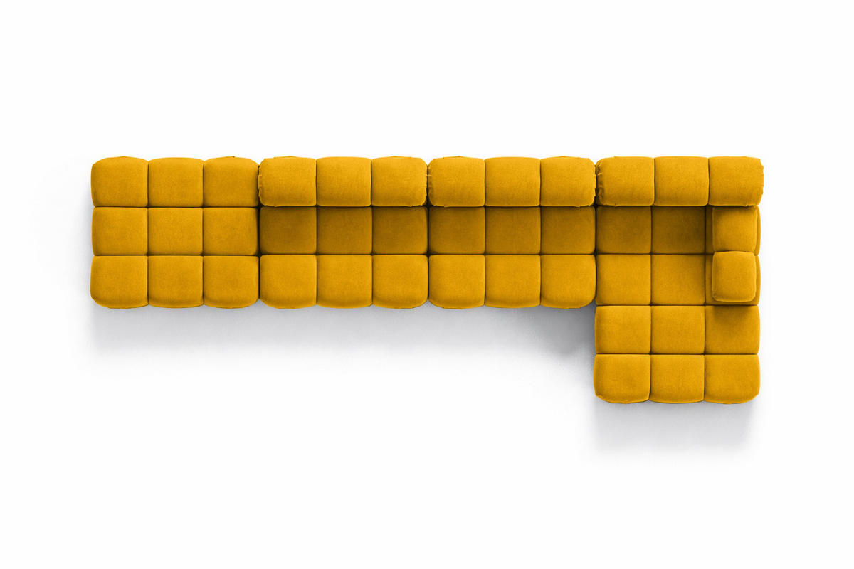ECKSOFA L-Form XL, Stoff Velours Salvador, Gelb, Rechts, Selia L XL - Gelb, Holz (380/160cm) - Kaiser Möbel