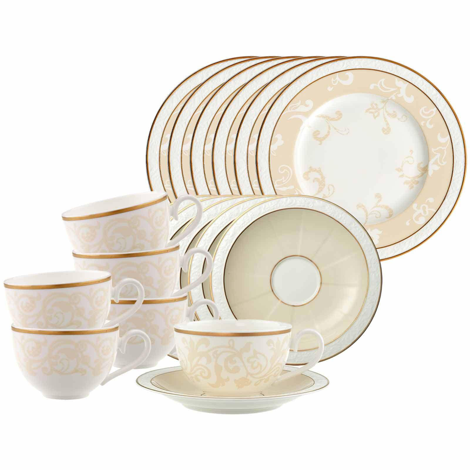 KAFFEESERVICE Ivoire weiß-gold 18er Set - Goldfarben/Weiß, Keramik (2/2/2cm) - Villeroy & Boch