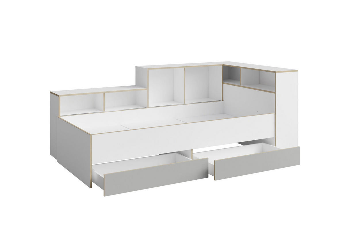 KINDERZIMMER-SET PAXO in Weiß/Grau/Eiche - Eichefarben/Weiß, Holzwerkstoff (512/197/126cm) - Deine Möbel 24