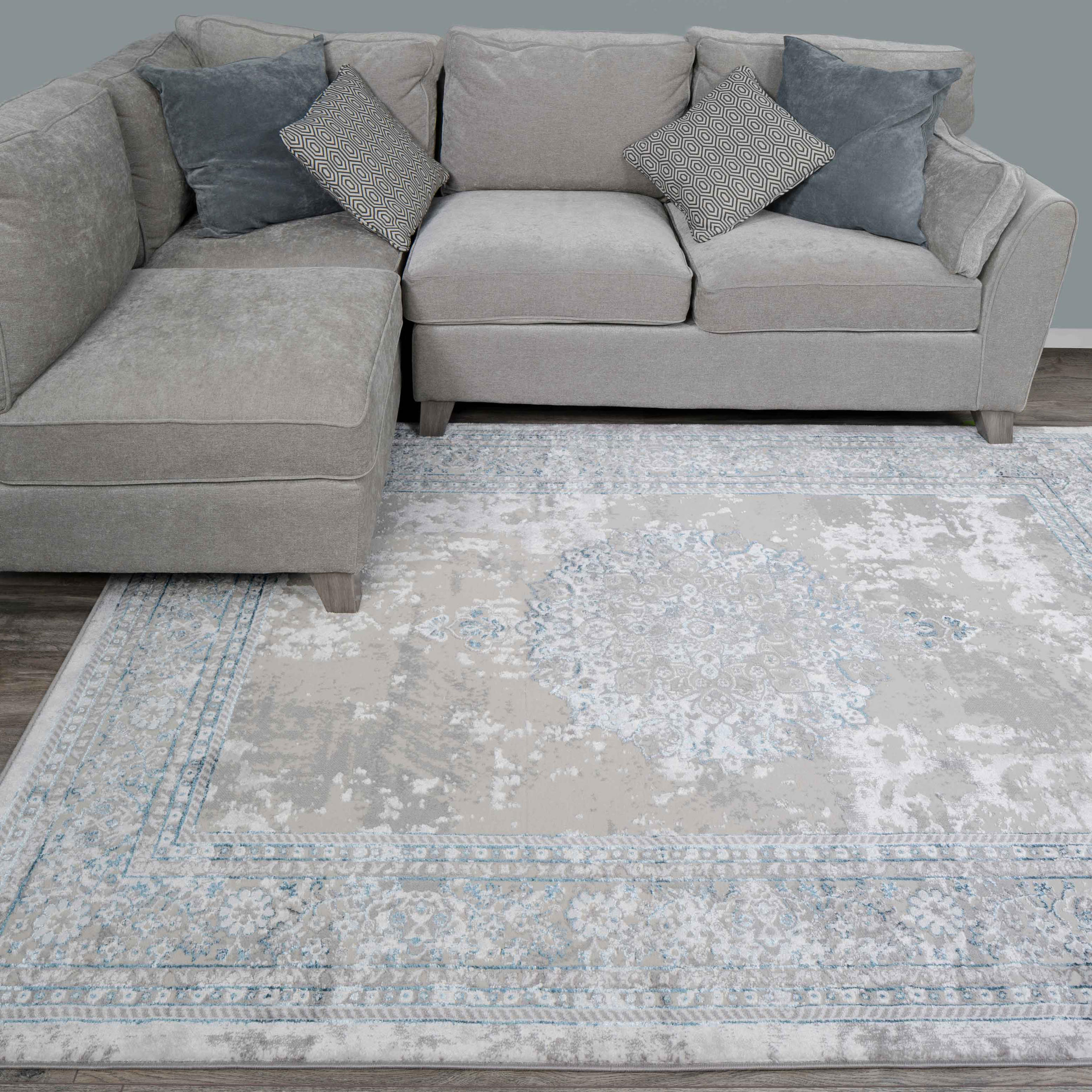 WEBTEPPICH Victoria Blau - Blau, Textil (120/170cm) - Kukoon Rugs