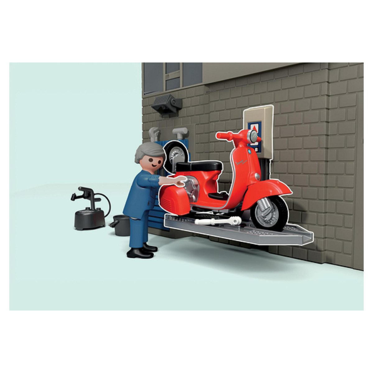 SPIELSET Vespa Garage - Retro-Stil - 60er Jahre - Blau, Kunststoff (29.1/35.8/25.5cm) - Playmobil