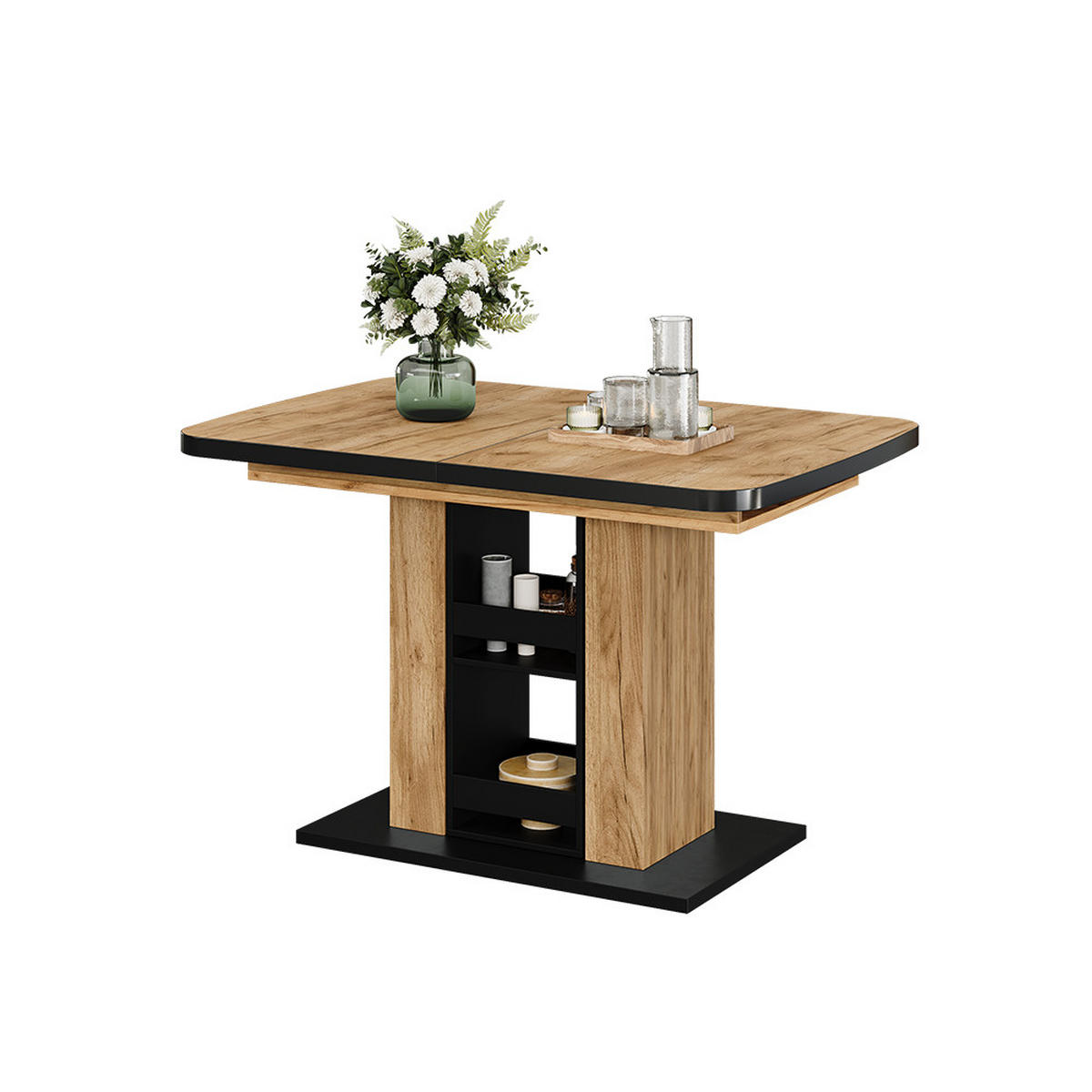 ESSTISCH Fenaro Goldkraft Eiche 120 x 80 cm - Honigeiche/Schwarz, Holzwerkstoff (80/120/76cm) - Vicco