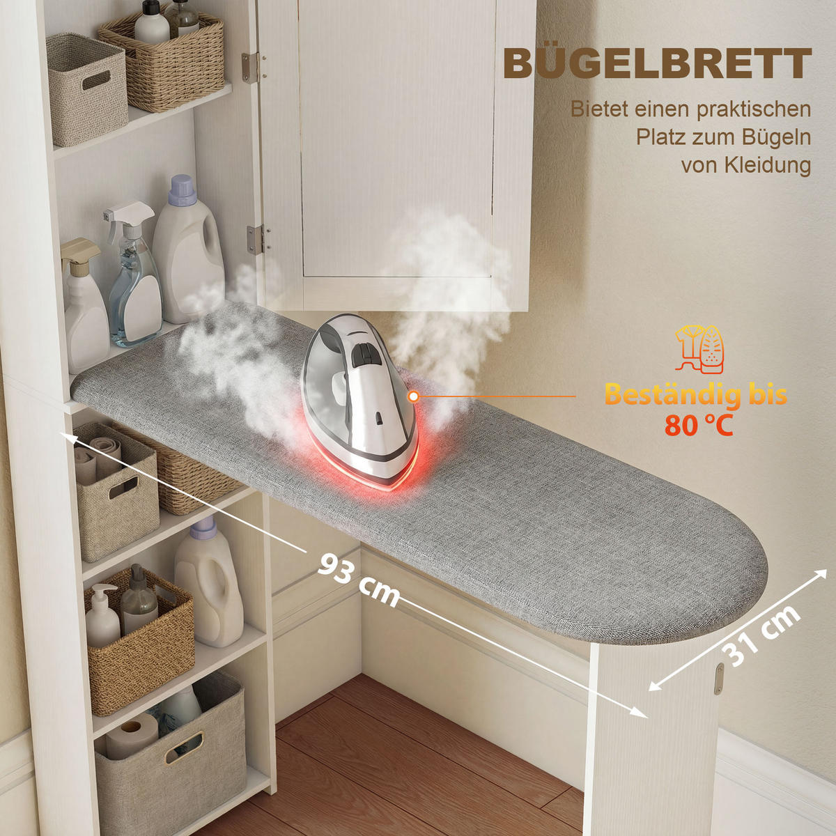 BÜGELBRETTSCHRANK DE-09593 Weiß - Weiß, Holzwerkstoff (106/174/35cm) - ComfortXL
