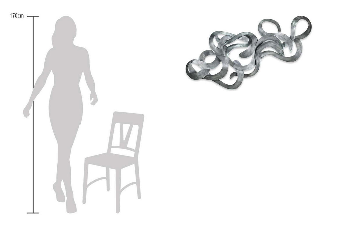 WANDDEKO Silber 142/62 cm - Silberfarben, Metall (4.16/62/5cm) - KUNSTLOFT