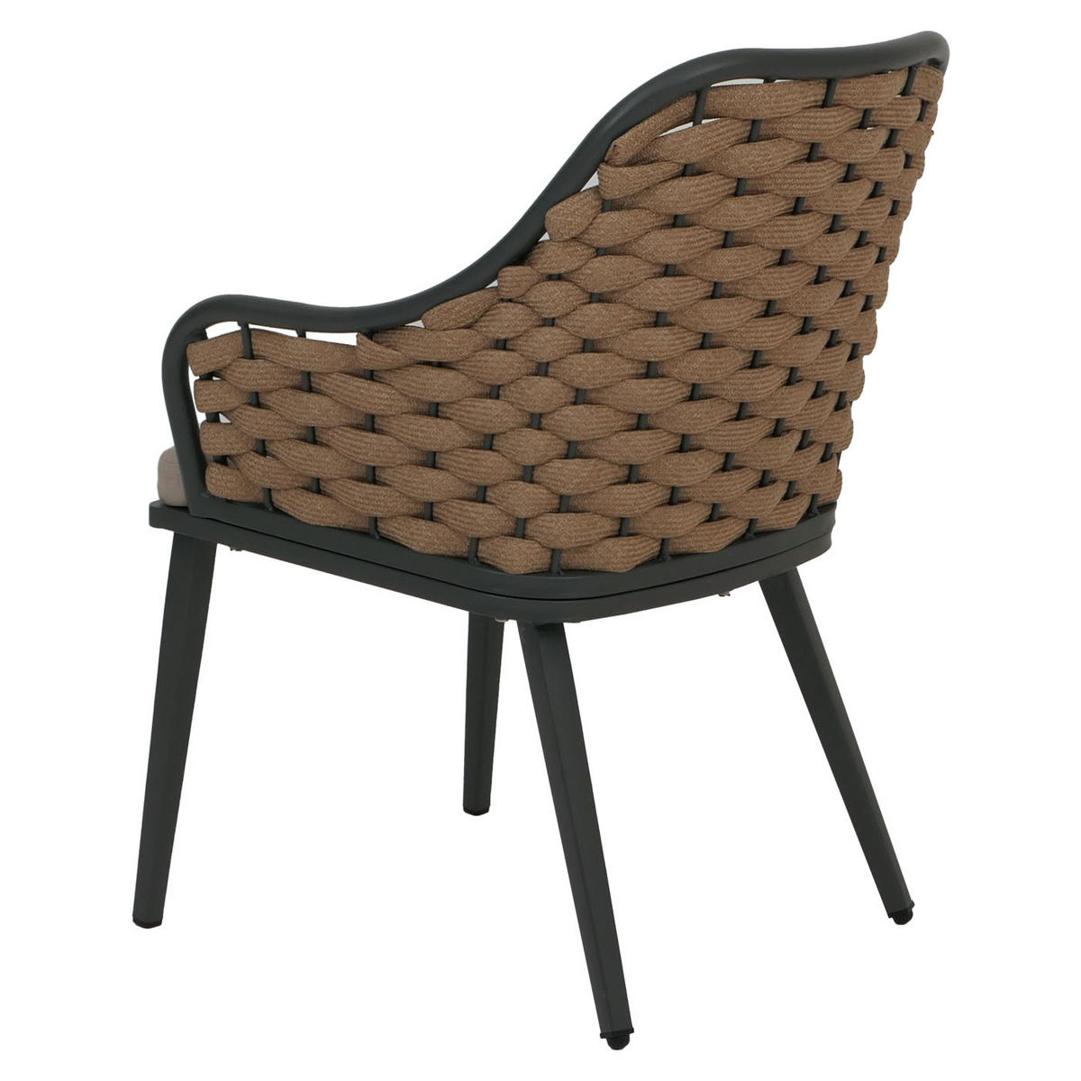 GARTENSTUHL 2er-Set aus Aluminium HxBxT 84x59x63cm Sitzhöhe 46cm Olefin (200 g/m²) Seilgeflecht Rope Beige Kissen Hellbraun - Beige, Metall (59/84/63cm) - PROREGAL