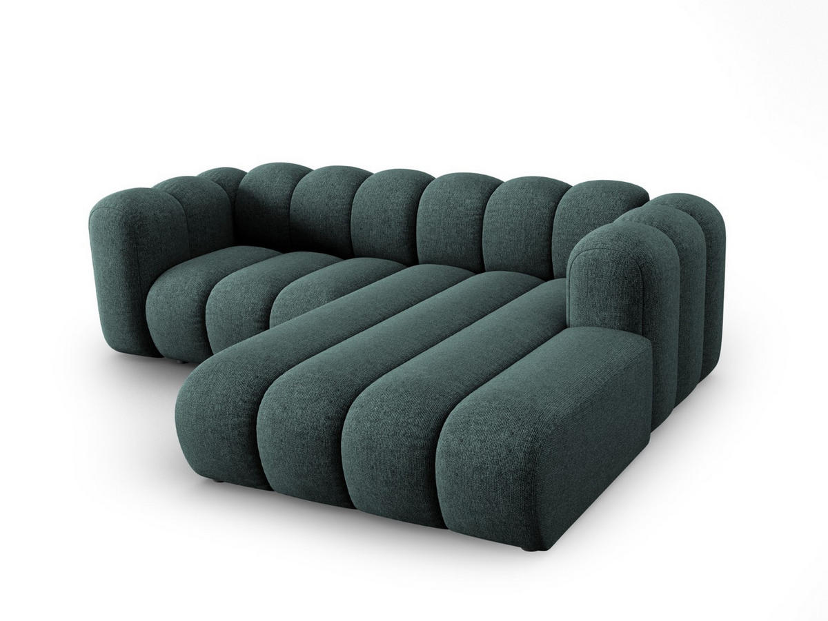 ECKSOFA modular rechts Lupine aus Chenille-Stoff petrol 3 Sitzplätze - Petrol, Textil (177/230cm) - Micadoni