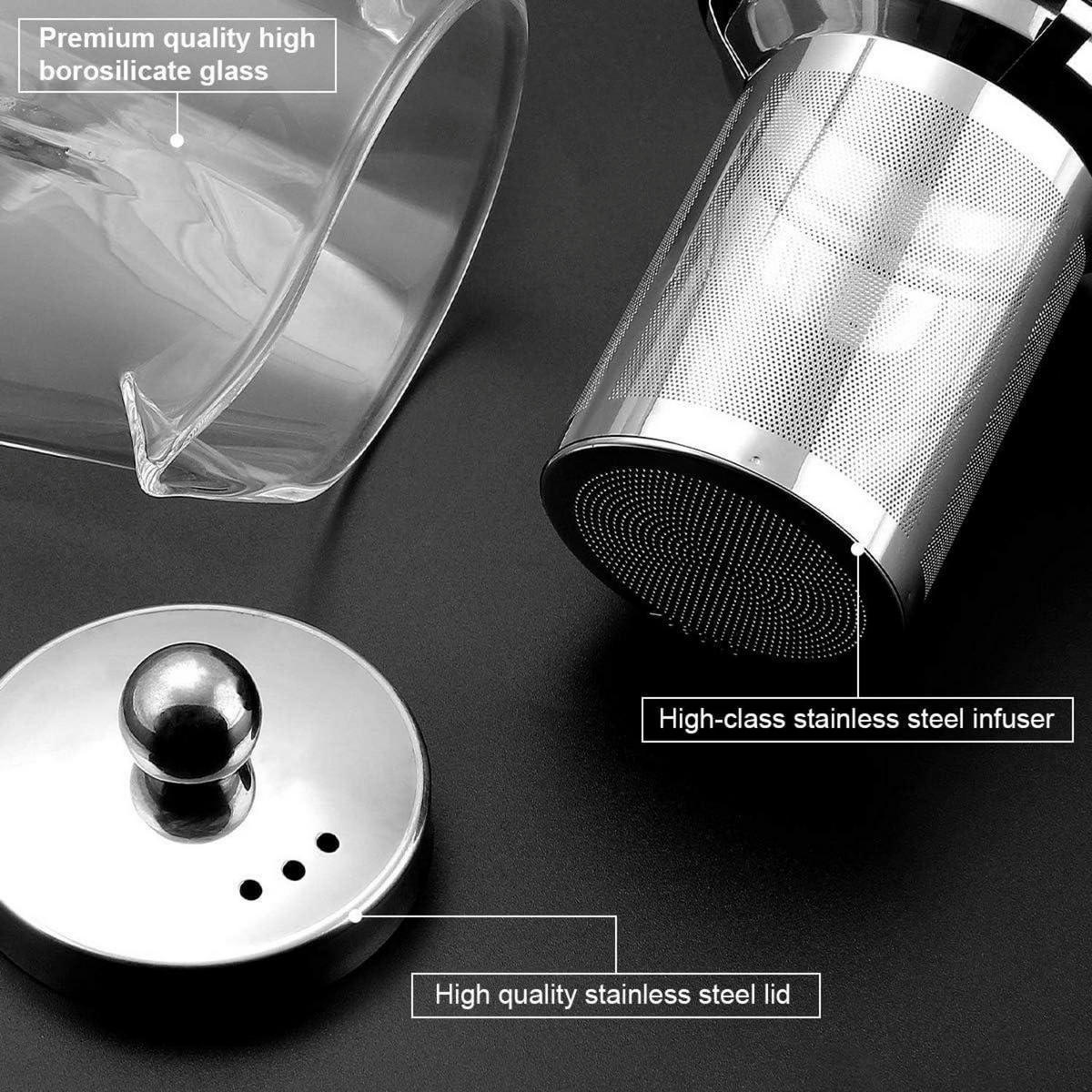 TEEKANNE Glas mit Siebeinsatz 500ml eckig hitzebeständig - Transparent, Glas (8.7/8.7cm)