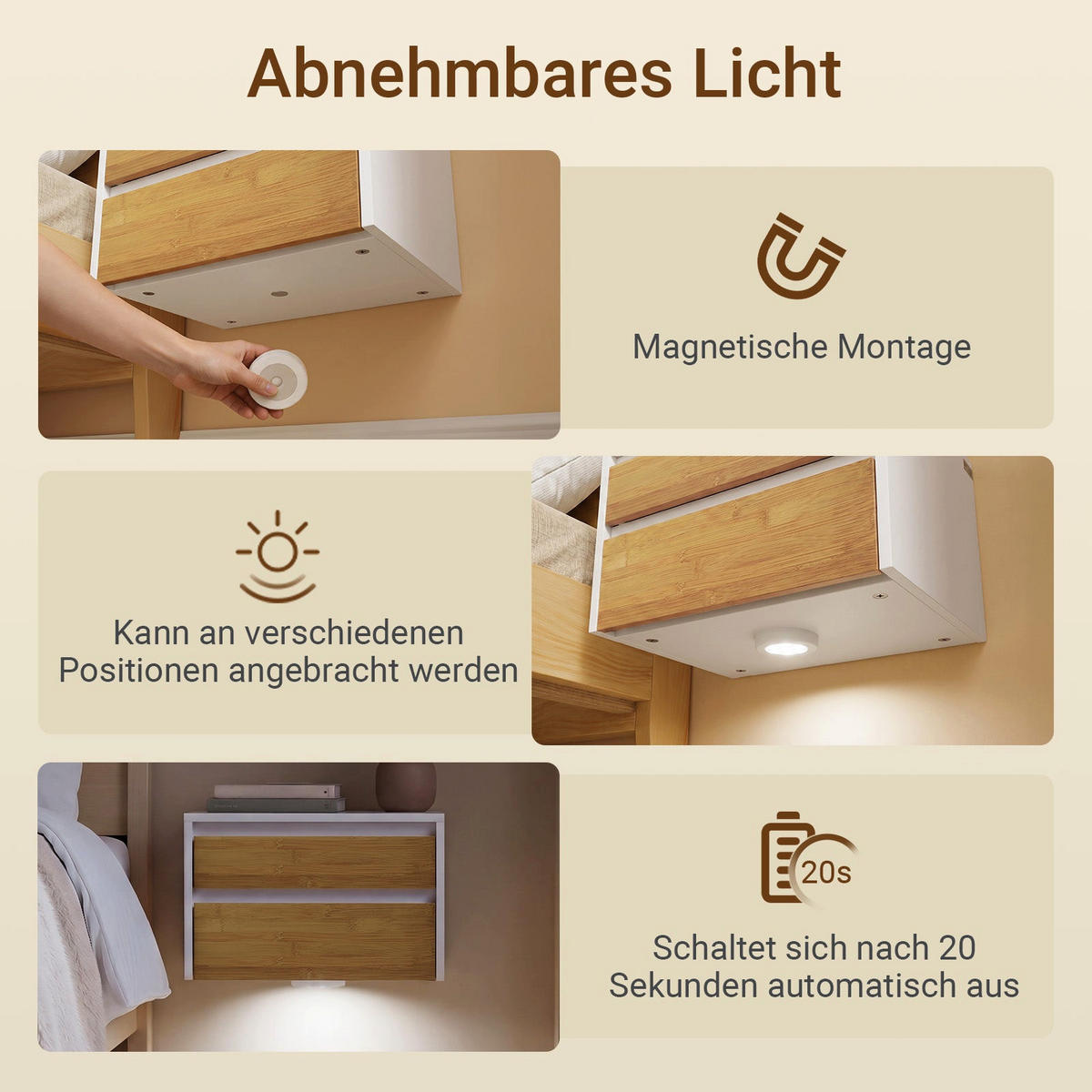 NATTBORD Vit 26x40x30cm - Vit/Naturfärgad, Träbaserade material (40/26/30cm) - SoBuy