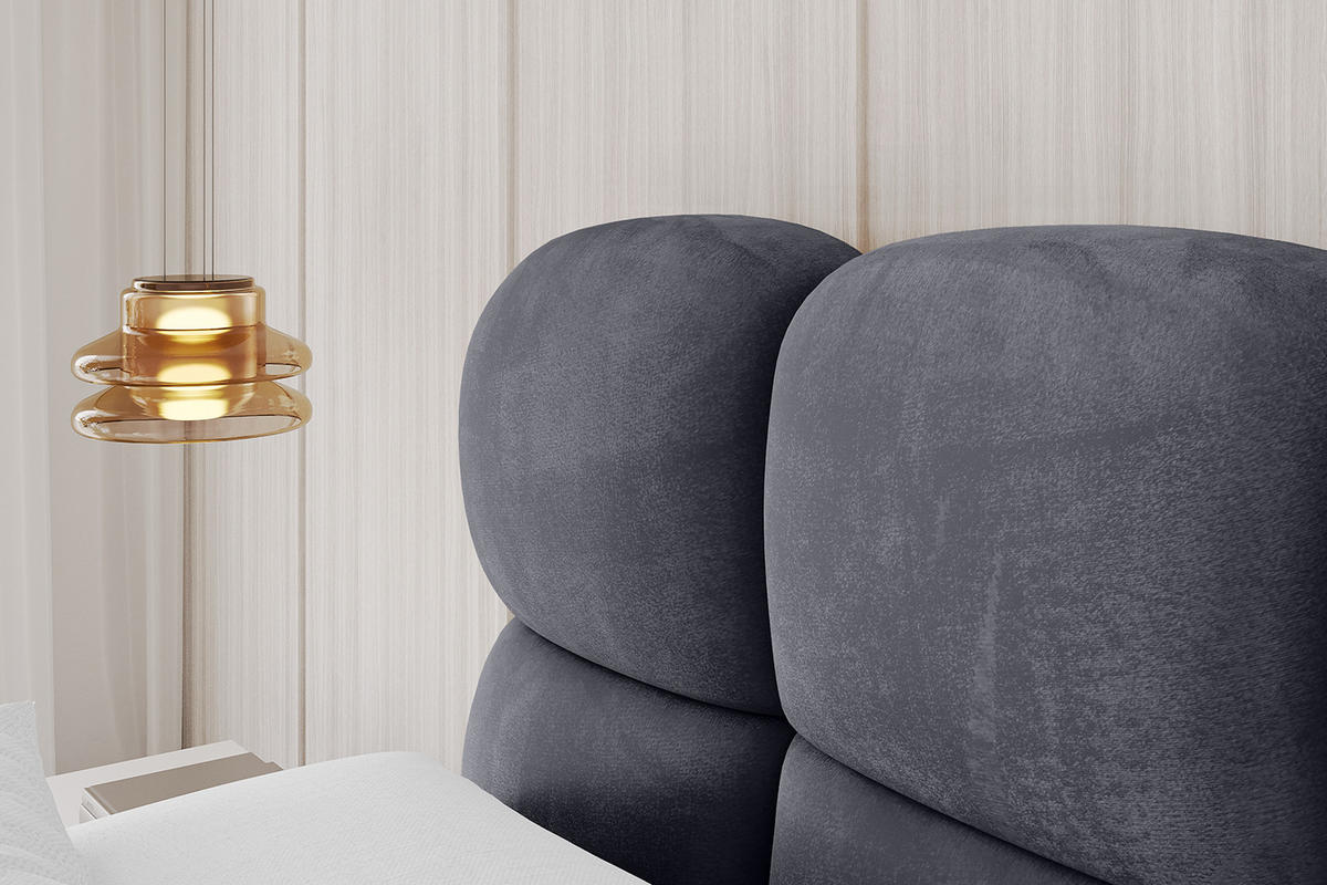POLSTERBETT mit Bettkasten, Fußteil und Lattenrost, Bett mit Matratze H3/H4 - NOMA-Z 200x200 Dunkelgrau - Dunkelgrau, Holzwerkstoff/Textil (200/200cm) - ALTDECOR