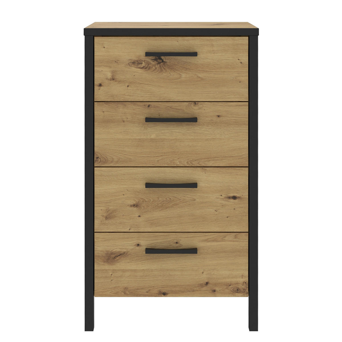 KOMMODE - Eiche Artisan Dekor / Schwarz - Schwarz/Braun, Holzwerkstoff/Kunststoff (51/90/40cm) - home24