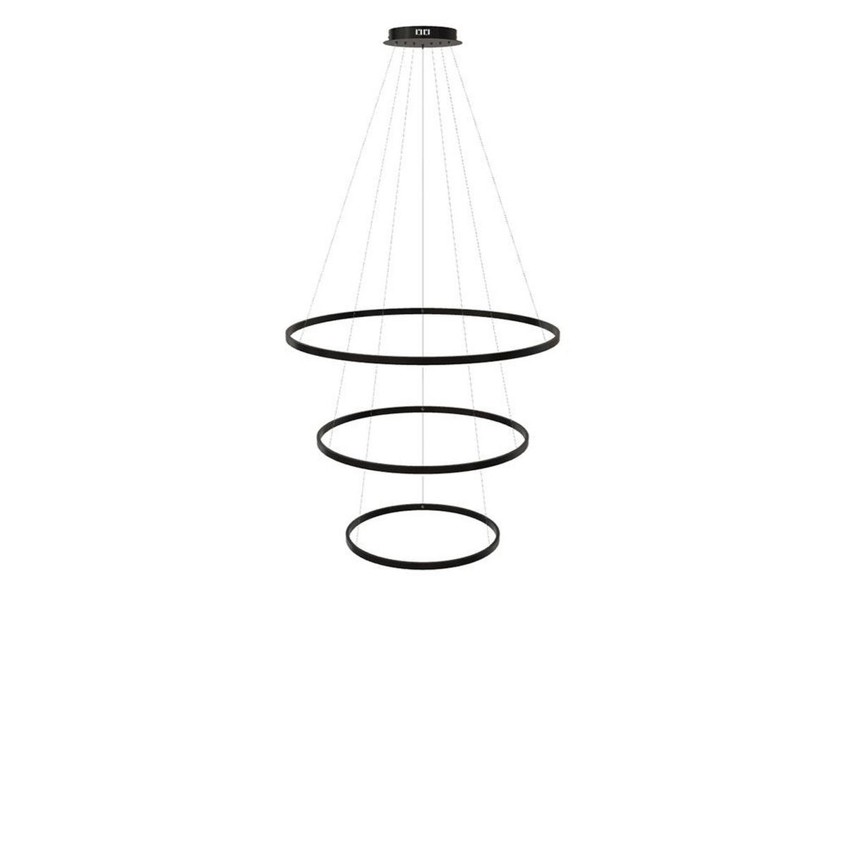 LED-HÄNGELAMPE 3er Ring Schwarz Ø 100 | 80 | 60cm - Schwarz, Metall (1.3/100/3.3cm) - s.luce