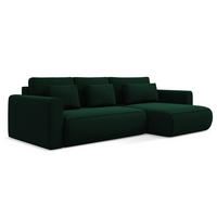ECKSOFA mit Schlaffunktion Samt Stoff Grün - Dunkelgrün/Schwarz, Kunststoff/Textil (278/149cm) - LaMiaSofa