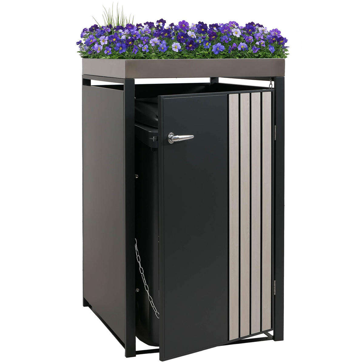 1ER-MÜLLTONNENVERKLEIDUNG Anthrazit, Hellbraun - Hellbraun/Anthrazit, Metall (68/125/84cm) - MCW