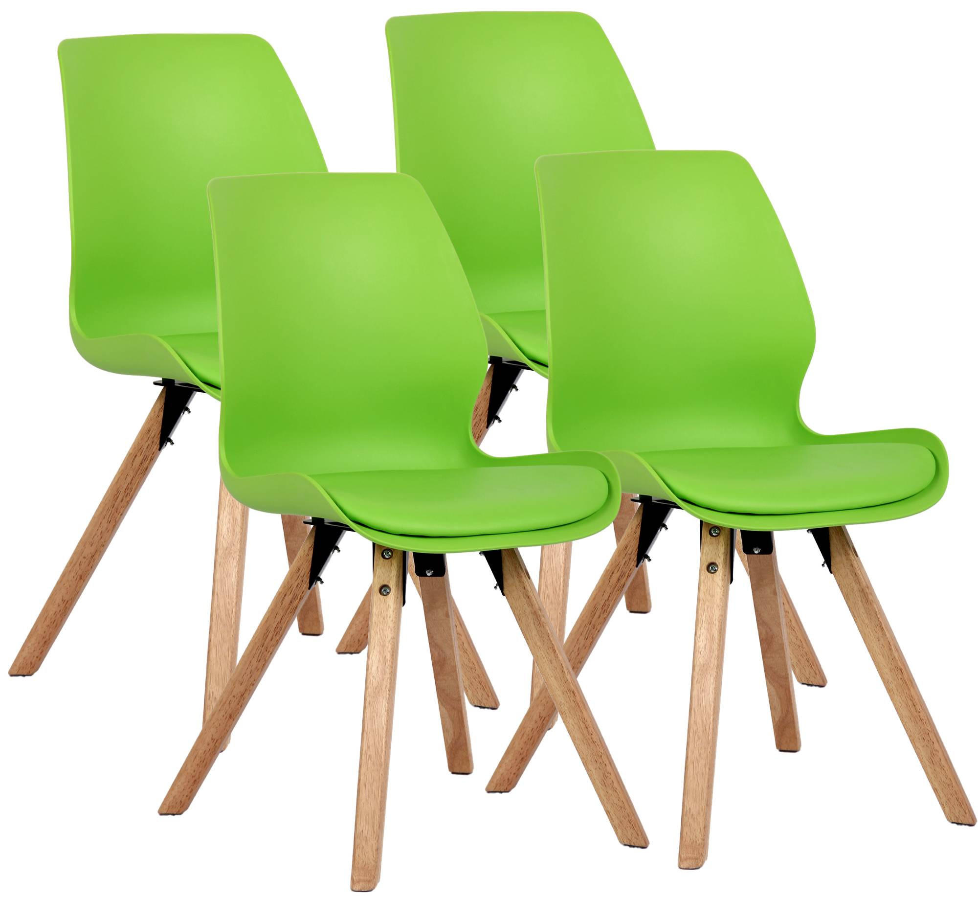 STUHL 4 Kunststoff Grün - Eukalyptusholzfarben/Grün, Holz/Kunststoff (48/87/58cm) - CLP