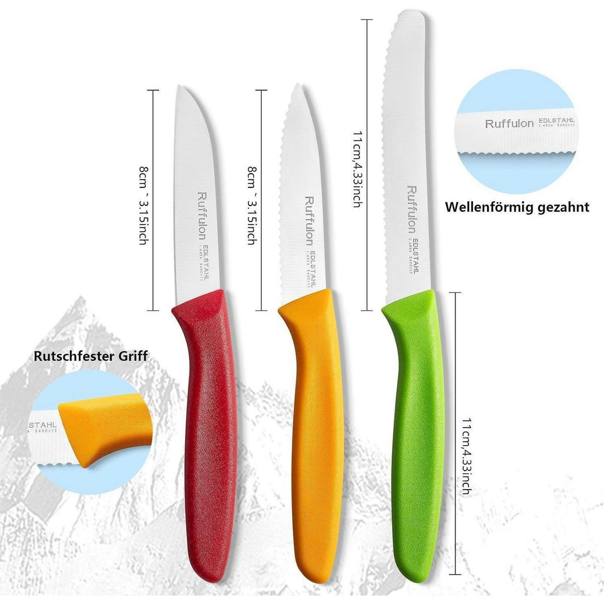 KÜCHENMESSERSET 6-teiliges Set Bunt - Silberfarben, Metall (18.8cm)
