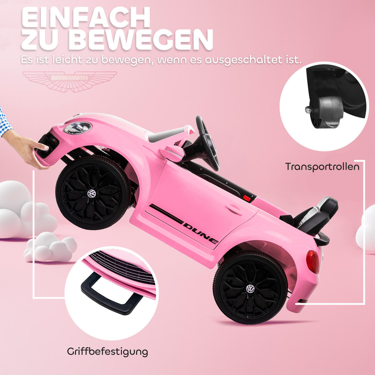 KINDER ELEKTROAUTO, Kunststoff, Metall, Rosa - Rosa, Kunststoff (97/56.5/46cm) - AIYAPLAY