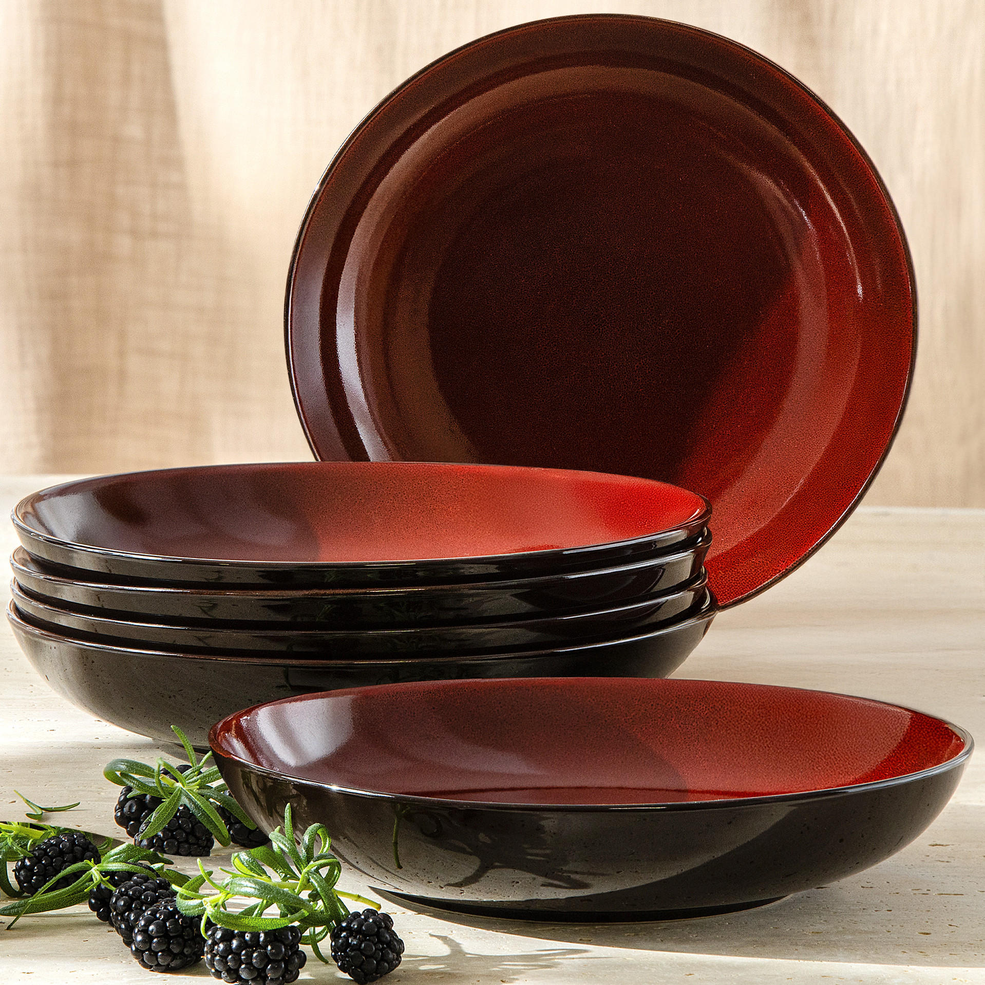 TELLER-SET SUPPENTELLERSET GAMBIA 6-tlg - Rot, Keramik (23cm) - Ritzenhoff Breker