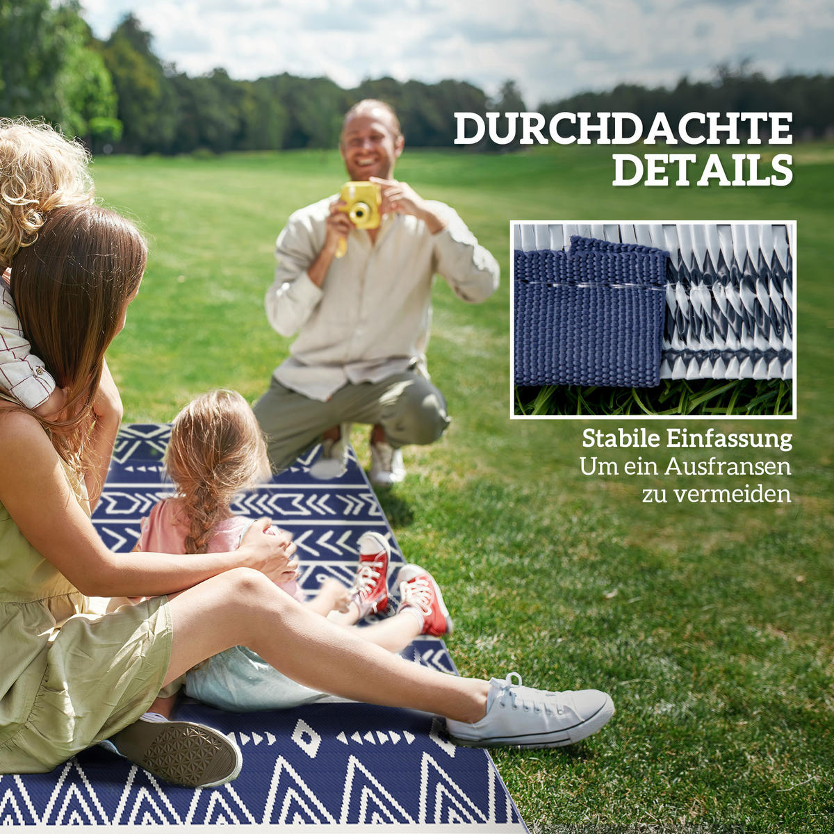 OUTDOOR-TEPPICH robuster Wetterfest Outdoorteppich - Blau, Kunststoff (274/182cm) - Outsunny