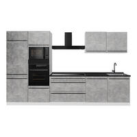 KUCHYNKA R-Line, betón/biely, 340 cm antrasiitti työtaso - sivá/biela, kompozitné drevo (340/206.8/60cm) - Vicco