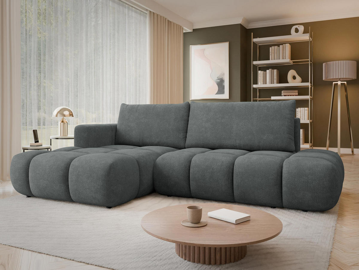 ECKSOFA Soffi, Seite: Links - Schwarz/Graphitfarben, Holz/Kunststoff (283/166cm) - MIRJAN24