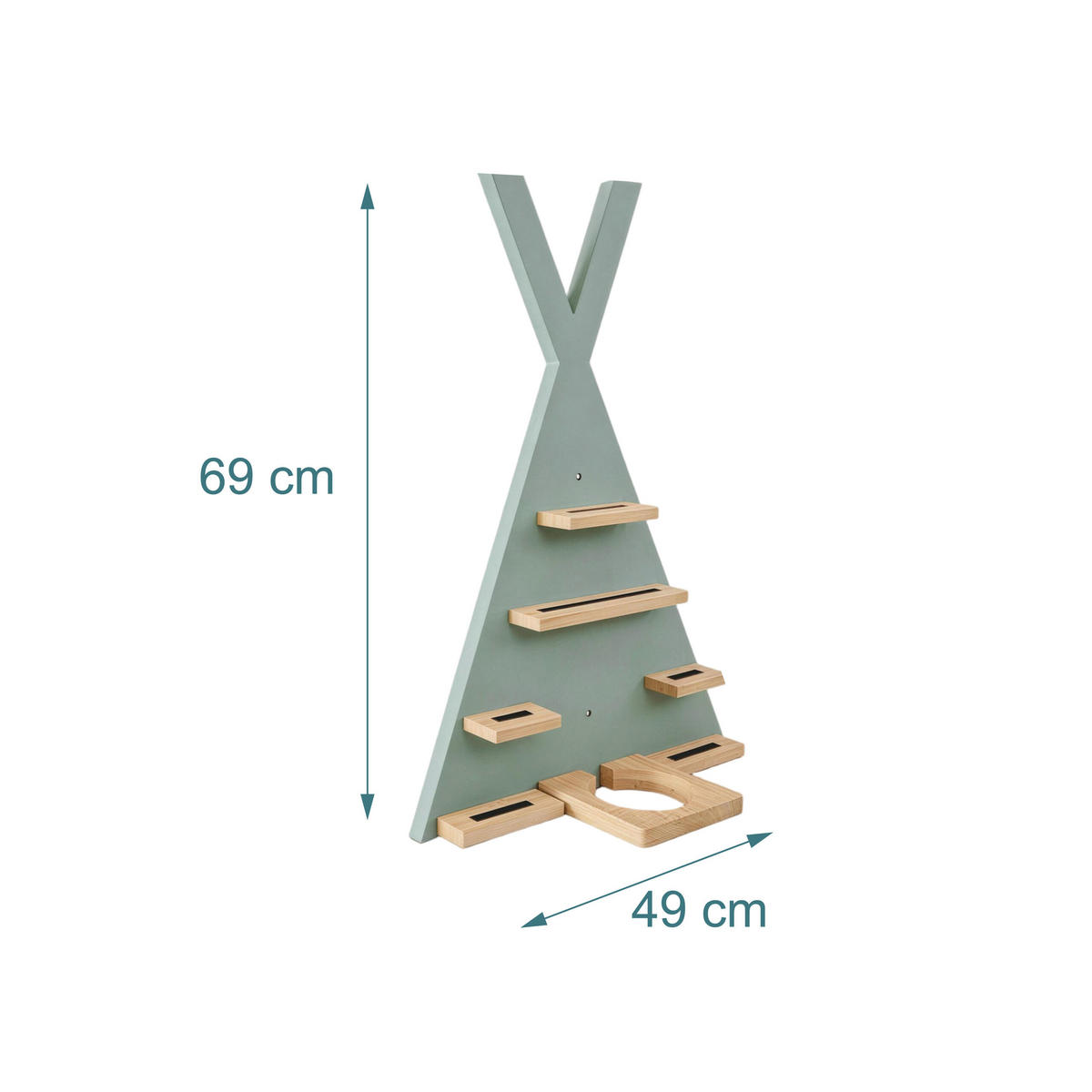 WANDREGAL Salbei für Toniebox Zeltform - Grün, Holz/Holzwerkstoff (49/69/9cm) - Relaxdays