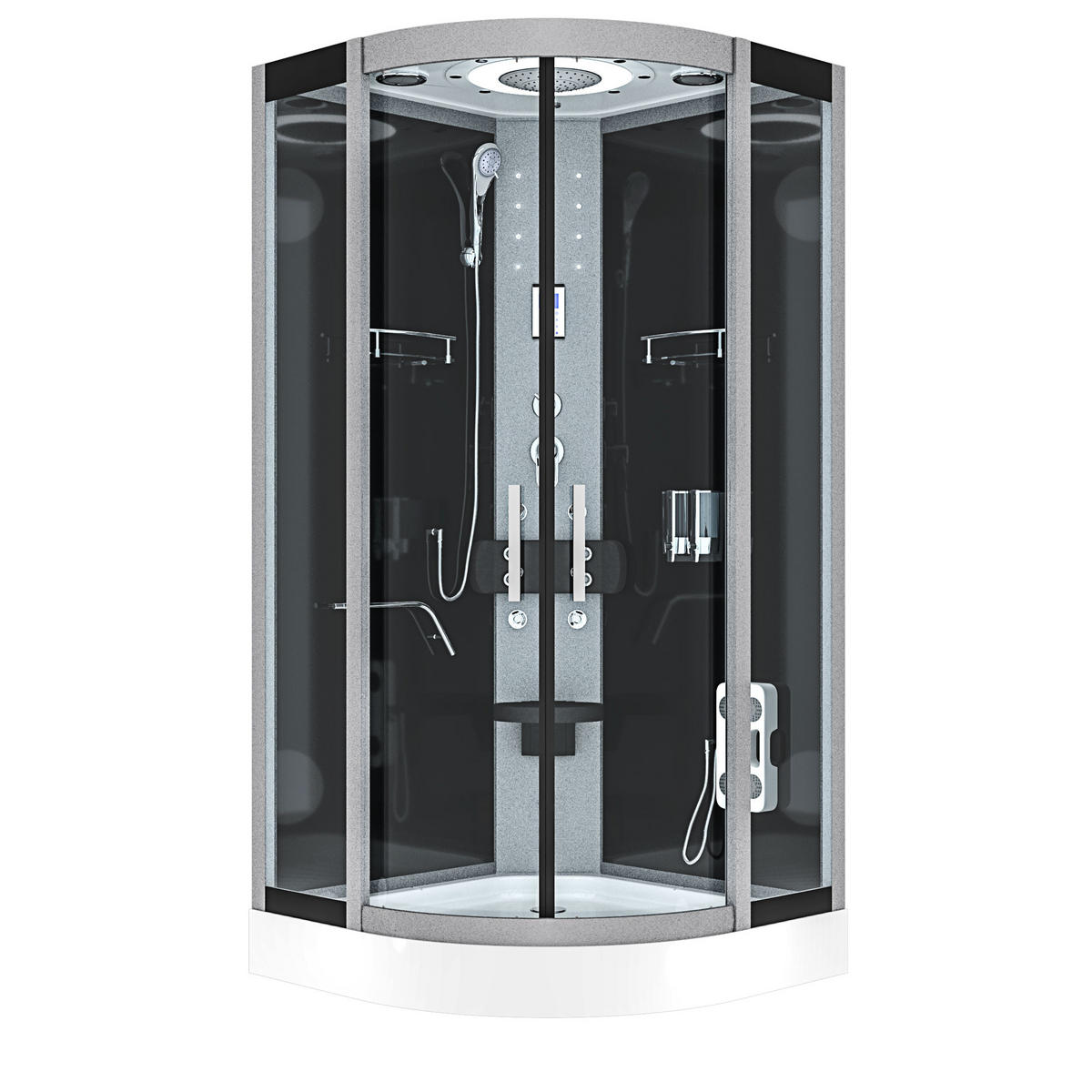 FERTIGDUSCHE Dusche D58-13T0-EC Schwarz 90x90 - Schwarz, Glas/Kunststoff (90/90/215cm) - AcquaVapore by Sandra Jentho