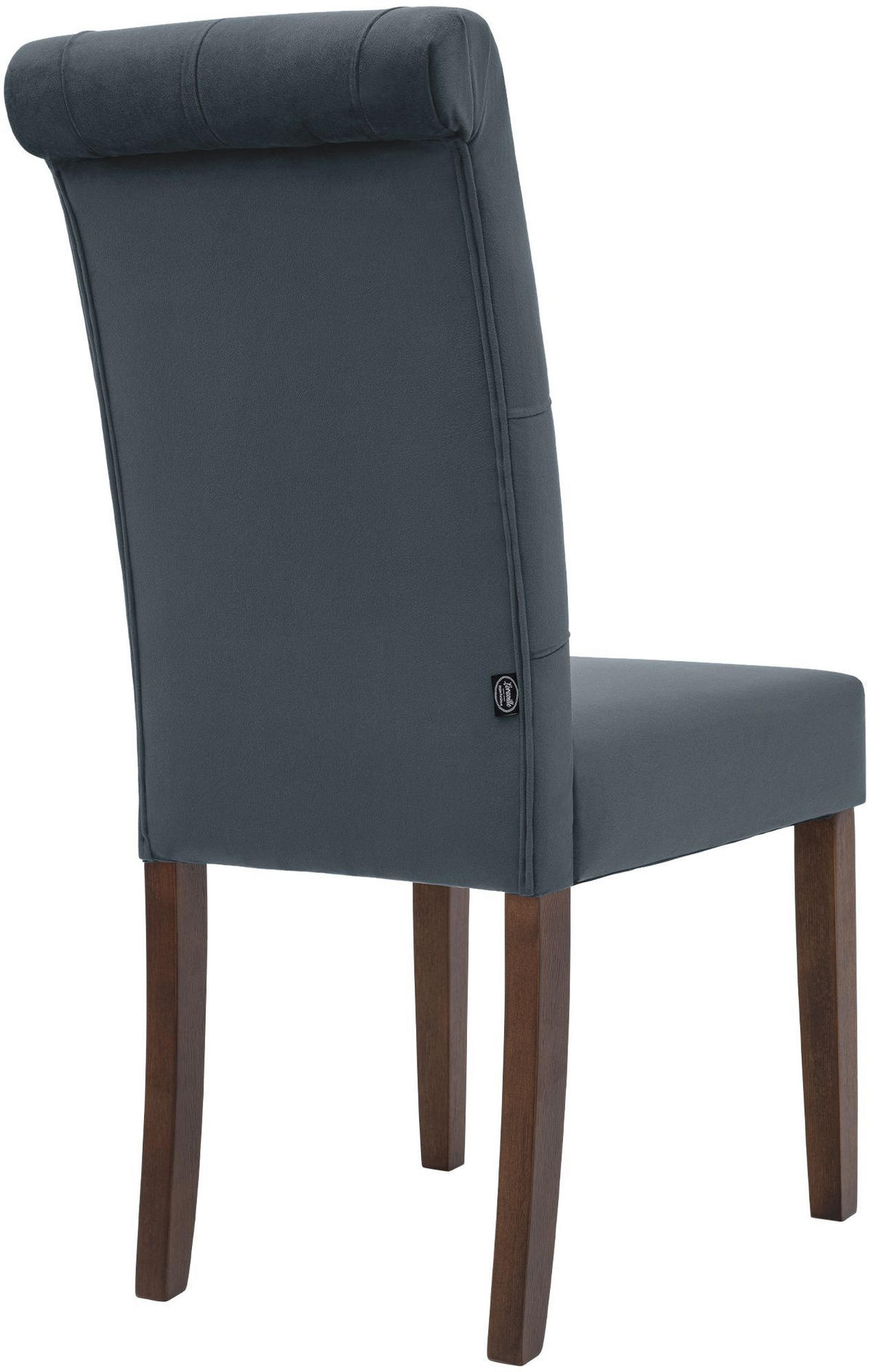 STUHL 2er Set Samt Dunkelgrau - Dunkelgrau/Walnussfarben, Holz/Textil (45/98/63cm) - CLP