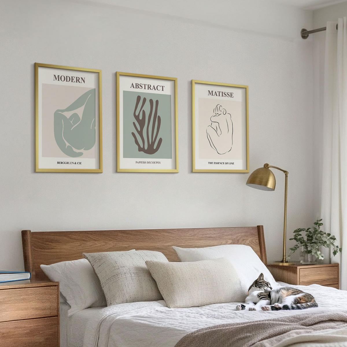 BILDER SET 3er Set - 40x60 cm Goldrahmen - Matisses stilvolle abstrakte Gemälde - Goldfarben, Kunststoff (40/60cm) - TULUP