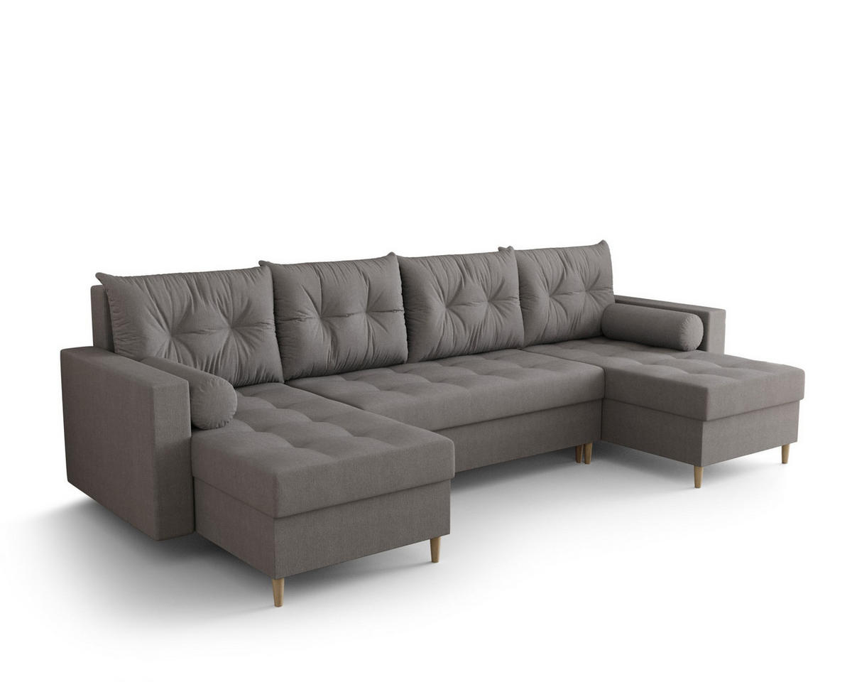 ECKSOFA SKANDI U Cosmic 160 mit Schlaffunktion - Dunkelgrau, Textil (300/88/145cm) - Bedante
