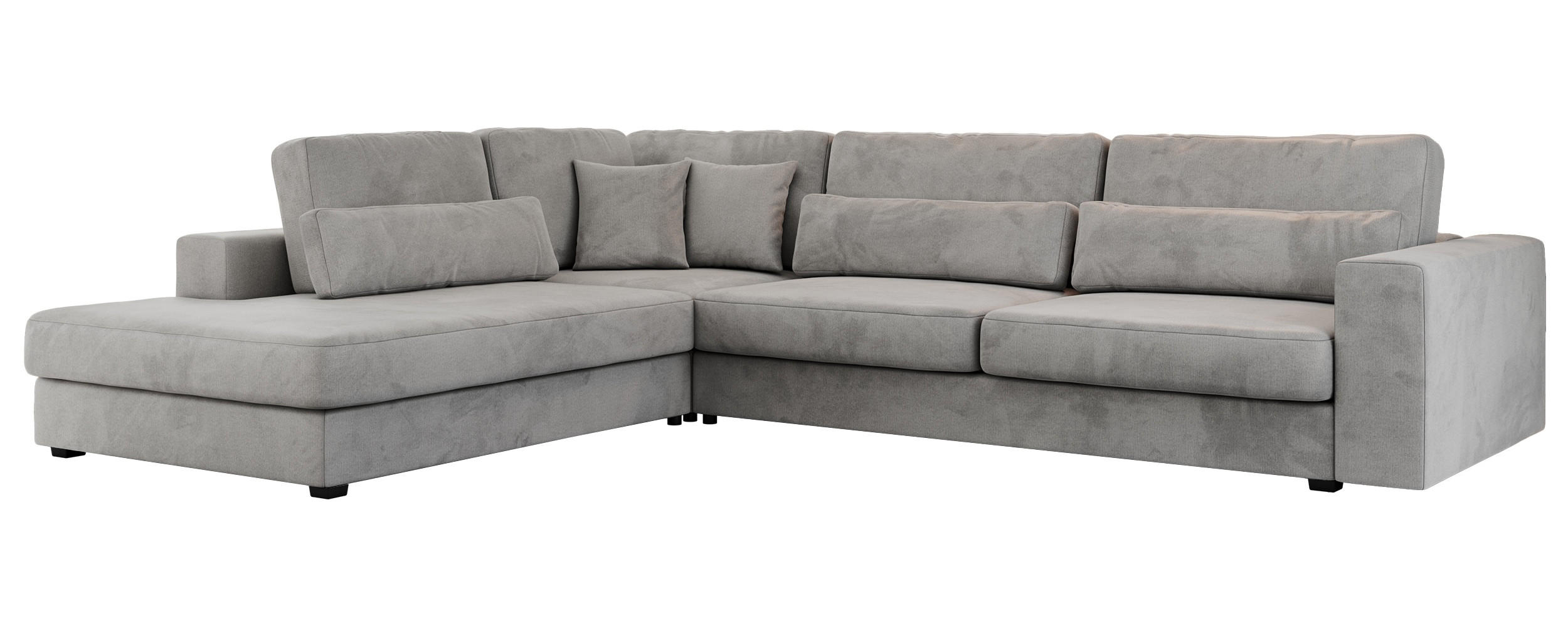 ECKSOFA Savona Hellgrau Velvet - links - Hellgrau/Schwarz, Kunststoff/Textil (316/249cm) - MKS
