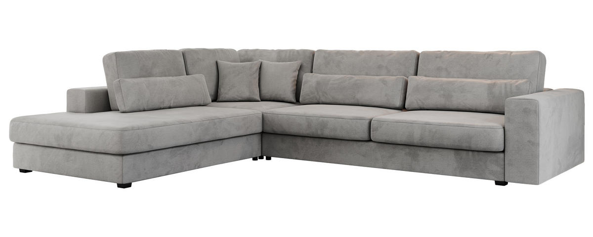 ECKSOFA Savona Hellgrau Velvet - links - Hellgrau/Schwarz, Kunststoff/Textil (316/249cm) - MKS