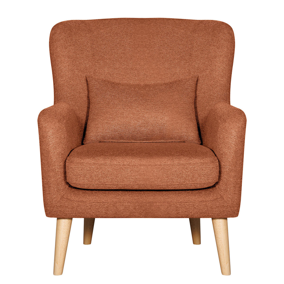 SESSEL mit Hocker - Terracotta, Birkenholz/Textil (75/96/78cm) - home24