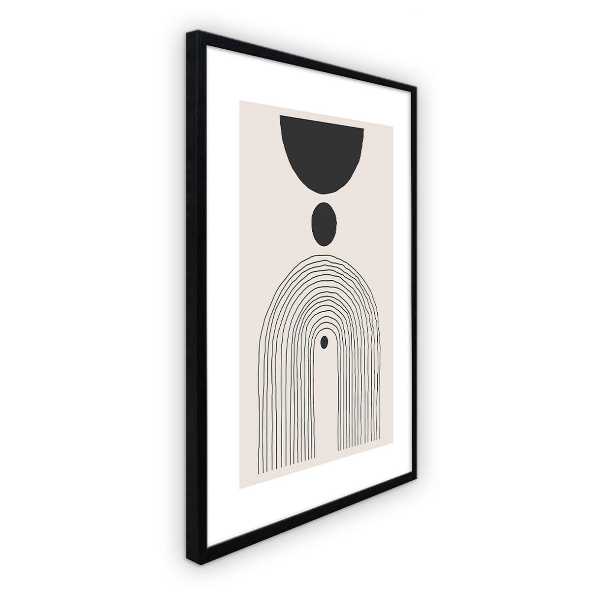 POSTER mit Rahmen 40x50 cm abstrakte Formen schwarz beige - Beige, Holz (41/51cm) - artissimo
