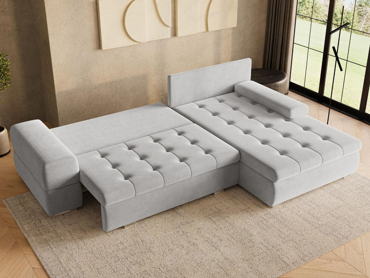 ECKSOFA Sonia Grau - Silberfarben/Grau, Holz/Textil (310/210cm) - Graingold