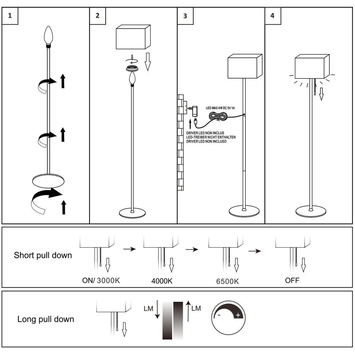 LED-STEHLAMPE Yama 134/16/25.5cm - Schwarz, Metall (134/16/25.5cm) - Nettlife