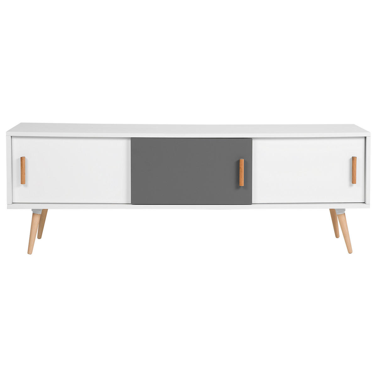 TV-MÖBEL Weiß, Grau, Hellbraun INDIANA 40/160/55 cm - Weiß, Holzwerkstoff (160/55/40cm) - Beliani
