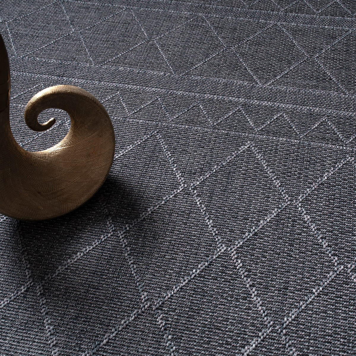 FLACHWEBTEPPICH, mit Rautenmuster, aus Polypropylen, Anthrazit, 300 x 400 cm - Anthrazit, Textil (300/400cm) - KADIMA DESIGN