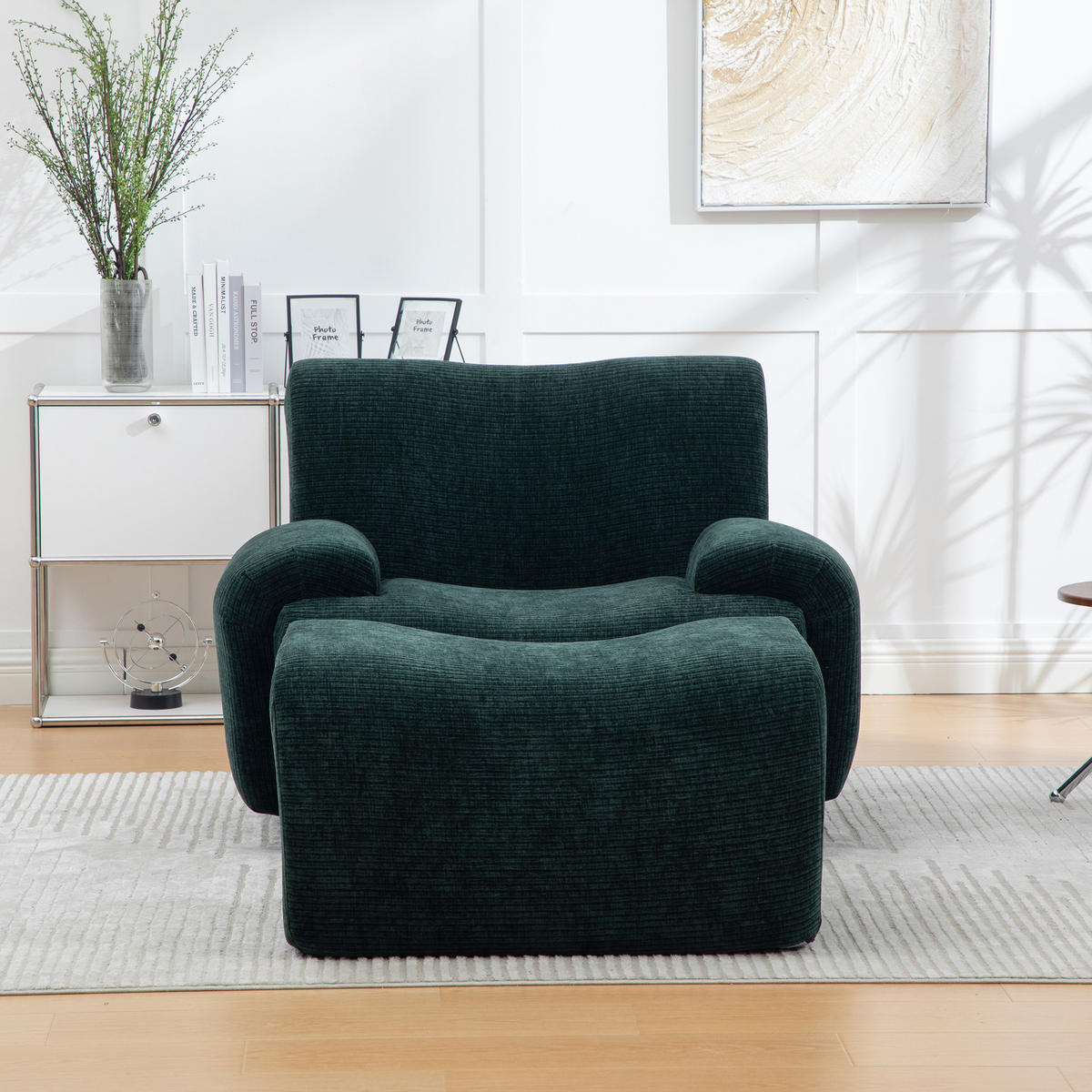 SESSEL DE-35123 mit Hocker Grün - Grün, Textil (94/78.5/113cm) - ComfortXL