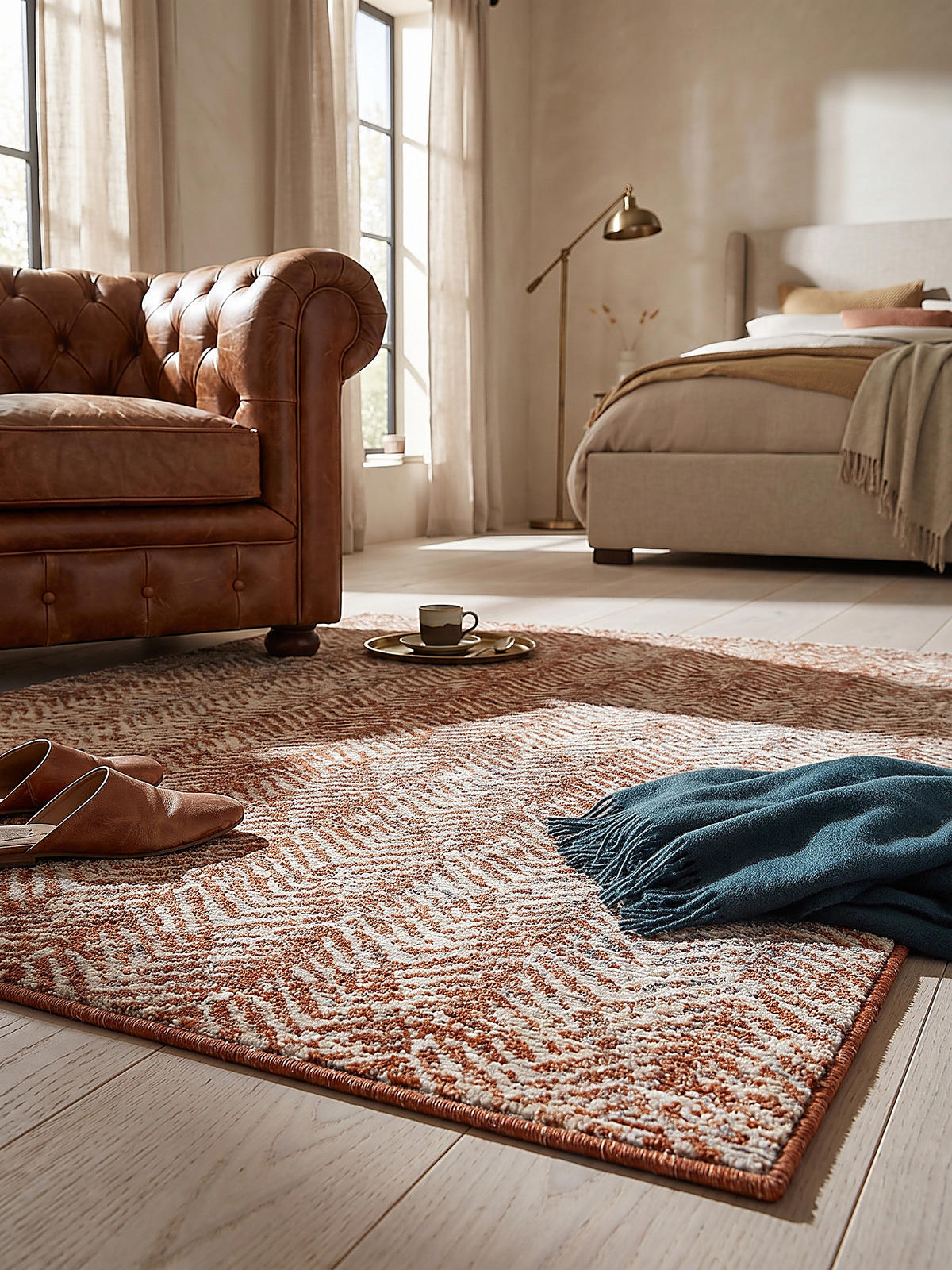 KURZFLORTEPPICH CROAL, Chevron, Natur-Terrakotta, 160 x 230 cm - Beige, Textil (160/230cm) - KADIMA DESIGN
