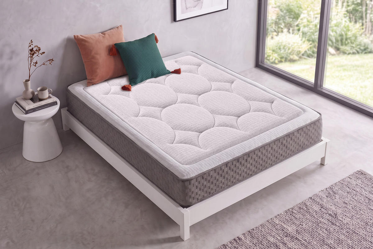 MATRATZE Palace Confort Multizone - 200X200 cm- Härtegrad H2/H3 - Grau, Textil (200/200cm) - Moonia