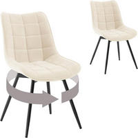 ESSZIMMERSTUHL 2er Set, aus Samt, Beige - Beige/Schwarz, Textil/Metall (46/83.5/60.5cm) - Woltu