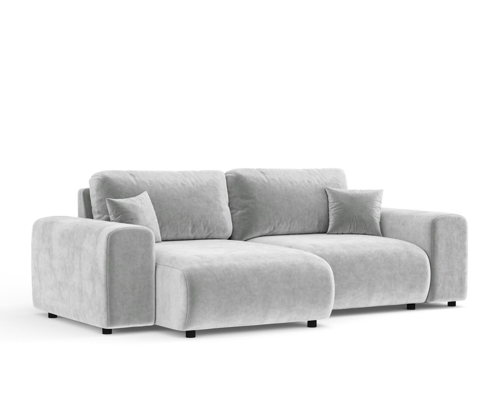 ECKSOFA Zanzibar Hellgrau Samtstoff - Hellgrau/Schwarz, Holz/Holzwerkstoff (237/144cm) - Maison de Reve