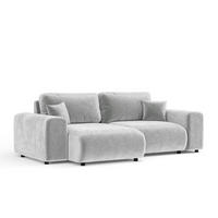 ECKSOFA Zanzibar Hellgrau Samtstoff - Hellgrau/Schwarz, Holz/Holzwerkstoff (237/144cm) - Maison de Reve