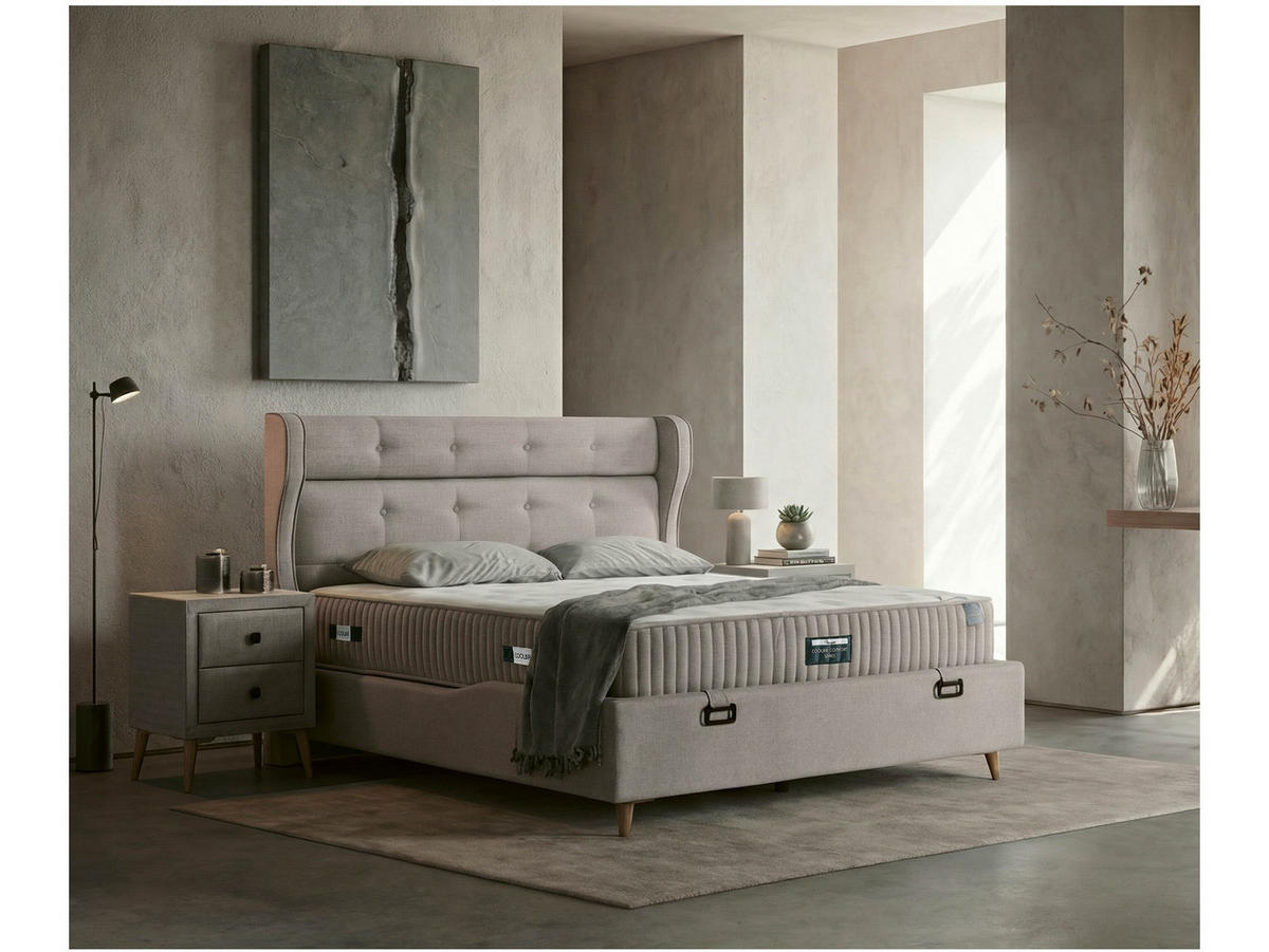 POLSTERBETTSET Cooler 180x200 Grau - Grau, Metall (180/200cm) - Villa Möbel