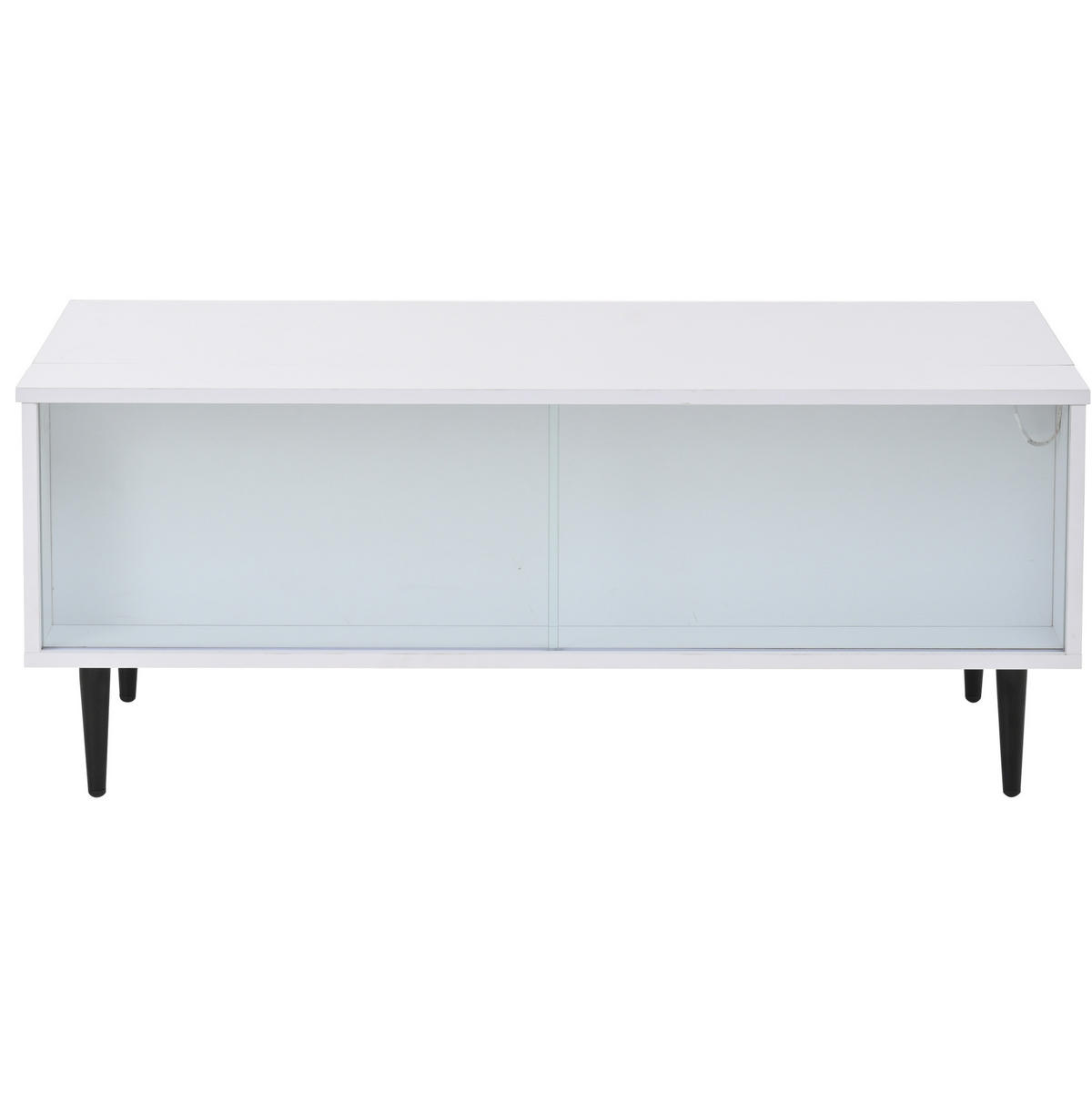 KONFERENČNÝ stolík, 105/50/43 cm biely, výškovo nastaviteľný s úložným priestorom a LED - biela, kompozitné drevo (105/50/43cm) - BEAOK