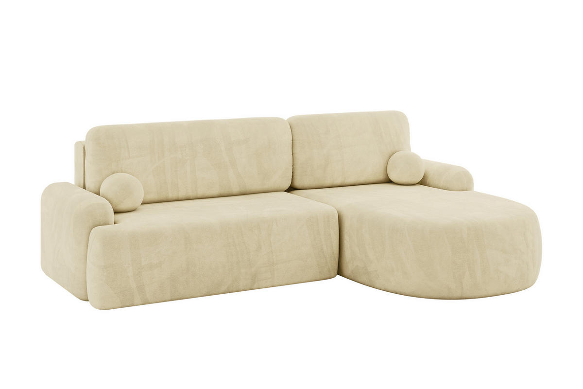 ECKSOFA mit Schlaffunktion und Bettkasten LIRA-L - 264x172x89 Beige - Beige, Holzwerkstoff/Textil (172/264cm) - ALTDECOR