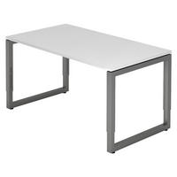 SCHREIBTISCH Serie-R 80/140/74 cm in Weiß/Graphitfarben - Graphitfarben/Weiß, Holzwerkstoff (80/140/74cm) - bümö